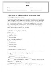 English Worksheet: Review about the simple present tense
