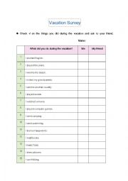 English Worksheet: vacation