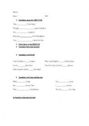 English Worksheet: Verb to be - Prepositions IN/ON - Have got has got