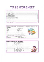 English Worksheet: TO BE WORKSHEET