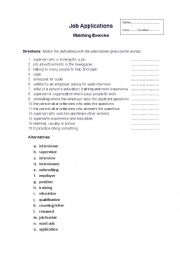 English Worksheet: Application job exercise