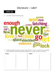 English Worksheet: Latch by Disclosure song worksheet