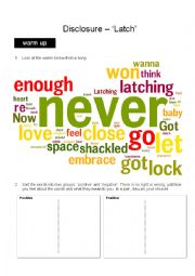 Latch by Disclosure song worksheet