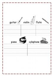 English Worksheet: Musical instruments
