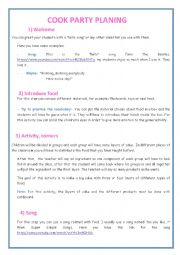 English Worksheet: Cook party/lesson planning