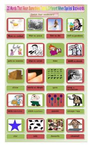 English Worksheet: 20 words spelled backwards!