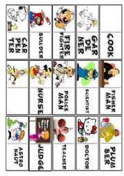 English Worksheet: JOBS/OCCUPATIONS DOMINO! (Garfield, Homer, Snoopy...)