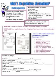 English Worksheet: whats wrong , sir /madam?