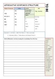 English Worksheet: To be Class and Writing activities