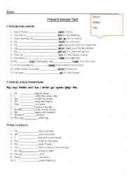 English Worksheet: Present Simple test