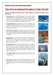 English Worksheet: Seven Natural Wonders