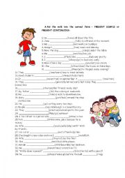 English Worksheet: Simple Present- Present Continuos