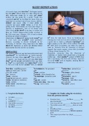 English Worksheet: Reading lesson - Sleep deprivation