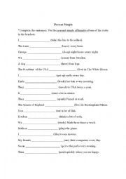 English Worksheet: Simple Present Affirmative