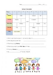 English Worksheet: school subject