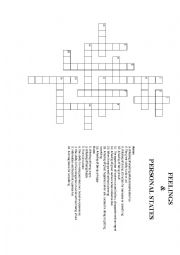 English Worksheet: Puzzle - Feeling and personal state