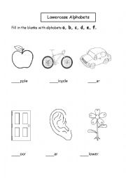 English Worksheet: Lowercase Alphabets