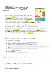 English Worksheet: The Flamingos stockings Horacio Quiroga