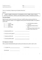 English Worksheet: Academic Word List Vocabulary Quiz