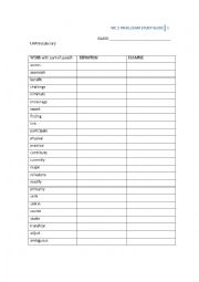 Written Communication/Vocabulary Study Guide Format