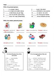 English Worksheet: Personal pronouns and verb to be