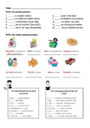 English Worksheet: Personal pronouns and verb to be