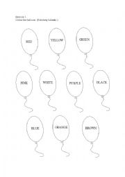 English Worksheet: Colour the balloons