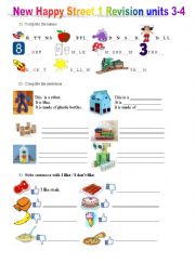 English Worksheet: New Happy Street 1 Units 3-4