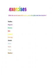English Worksheet: Write the correct name of the colors