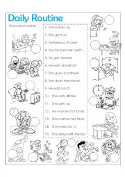 English Worksheet: Daily  Routine