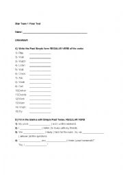 English Worksheet: Star Team 1 Test