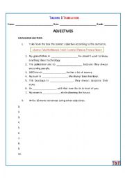 English Worksheet: Adjectives