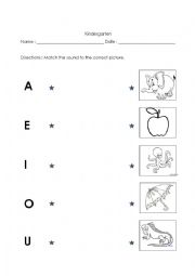 English Worksheet: Initial Vowel Sound