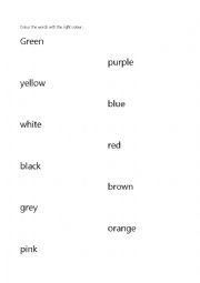 English Worksheet: Colours