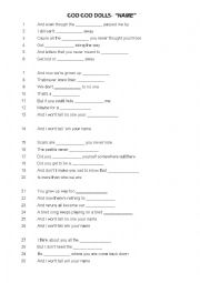 English Worksheet: Music: Goo Goo Dolls- Name