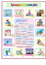 English Worksheet: Jobs and professions. Synonyms.