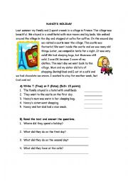 English Worksheet: Simple Past Reading