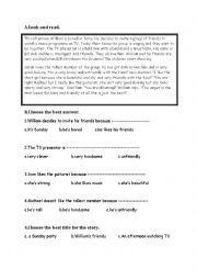 English Worksheet: Reading and comprehension questions