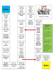 English Worksheet: Family board game - questions about your family