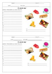 English Worksheet: Picnic Day