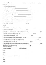 English Worksheet: grammar review 9th f