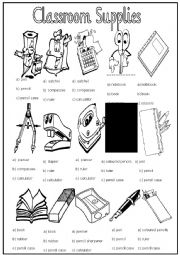 English Worksheet: classrom supllies