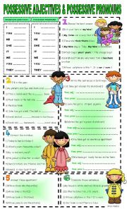 English Worksheet: possessive adjectives vs possessive pronouns