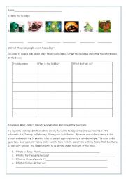 English Worksheet: Holidays and Celebrations