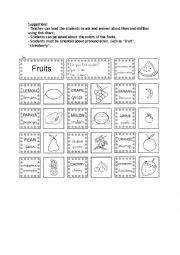 English Worksheet: Fruits - Coloring Activity