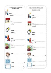 English Worksheet: CLASSROOM ENGLISH BOOKMARK