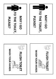 English Worksheet: MAY I GO TO THE TOILET CARDS