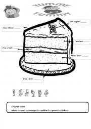 English Worksheet: Colour the cake with Maths! :)