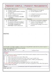 English Worksheet: PRESENT SIMPLE & PRESENT PROGRESSIVE