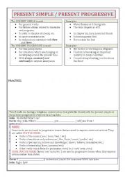 English Worksheet: PRESENT SIMPLE & PRESENT PROGRESSIVE